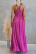 Halter Neck Ruffle Flowy Maxi Dress
