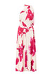 Bow Neck Sleeveless Floral Print Pleated Maxi Dress