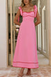 Bow Shoulder Sleeveless High Waist Maxi Dress