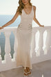 V Neck Sleeveless Knit Maxi Dress with Sequin