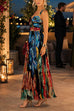 Sweetheart Neck Floral Print Pleated Maxi Dress