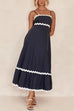 Karleedress Spaghetti Strap Ric Rac Trim Swing Maxi Dress