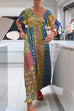 Karleedress Round Neck Short Sleeves Printed Maxi Dress