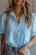 Karleedress Lapel Short Sleeves Button Up Lace Trim Top
