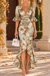 Karleedress V Neck Floral Print High Low Hem Maxi Dress