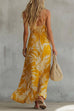 Karleedress Spaghetti Strap V Neck Printed Chiffon Maxi Dress