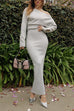 Karleedress One Shoulder Long Sleeves Bodycon Maxi Sweater Dress