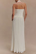 Halter Sleeveless Pleated Splice Maxi Dress