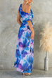 Asymmetric One Shoulder Ruched Waist Floral Print Maxi Dress