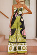 Karleedress Tie Front Cut Out Wide Leg Printed Cami Jumpsuit