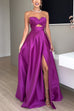 Karleedress Strapless Lace-up High Slit Satin Maxi Party Dress
