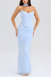 Karleedress Ruched Strapless Corset and Bodycon Maxi Skirt Set with Scarf
