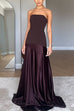 Karleedress Strapless Satin Patchwork Flare Maxi Dress