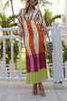 Karleedress Knot Front Cut Out Puff Sleeves Side Slit Printed Midi Dress