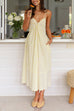 Karleedress V Neck Lace-up Striped Midi Cami Dress