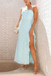 Karleedress Adjustable Strap Ruffle High Slit Maxi Dress
