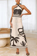 Karleedress Palm Canyon Print Criss Cross Halter Maxi Dress