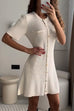 Karleedress Short Sleeves Button Down Mini Knit Dress