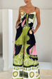 Karleedress Tie Front Cut Out Wide Leg Printed Cami Jumpsuit