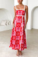 Karleedress Ric Rac Trim Bow Back Palm Soleil Print Maxi Cami Dress