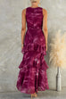 Sleeveless Ruffle Hem Tie Dye Maxi Dress