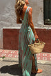 Karleedress V Neck Sleeveless Cut Out Waist Side Slit Tie Dye Maxi Dress
