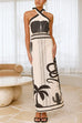 Karleedress Palm Canyon Print Criss Cross Halter Maxi Dress