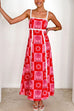 Karleedress Ric Rac Trim Bow Back Palm Soleil Print Maxi Cami Dress