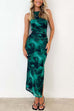 Karleedress Sleeveless Side Slit Printed Bodycon Midi Dress
