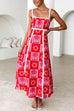 Karleedress Ric Rac Trim Bow Back Palm Soleil Print Maxi Cami Dress