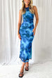 Karleedress Sleeveless Side Slit Printed Bodycon Midi Dress