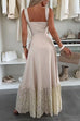 Square Neck Lace Splice Maxi Cami Dress