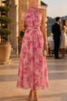 Karleedress Sleeveless Zipper Back Waisted Floral Print Maxi Dress