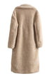 Karleedress Notch Lapel Double Breasted Pocketed Fuzzy Fleece Coat