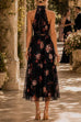 Karleedress Sleeveless High Waist Floral Print Flowy Midi Dress