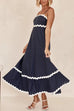 Karleedress Spaghetti Strap Ric Rac Trim Swing Maxi Dress