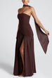 Karleedress Strapless Back Lace-up High Slit Splice Maxi Dress