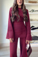 Crewneck Bell Long Sleeves Chic Peplum Sweater