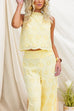 Sleeveless Buttons Detail Floral Lace Hollow Out Top