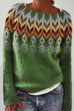 Karleedress Round Neck Feather Pattern Slouchy Fall Sweater(in 2 Colors)