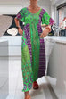 Karleedress Round Neck Short Sleeves Printed Maxi Dress