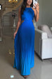 Karleedress Sleeveless Cut Out Back Lace-up Gradient Pleated Maxi Dress