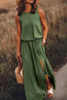 Karleedress Sleeveless Waisted Slit Maxi Tank Dress