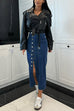 Karleedress Button Down Slit Midi Denim Skirt