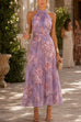 Karleedress Sleeveless Waisted Floral Print Flowy Maxi Dress