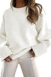 Karleedress Crewneck Drop Shoulder Solid Knitted Pullover Sweater