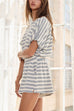 Karleedress Striped Short Sleeves Crop Top and Elastic Waist Pocketed Shorts Set