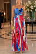 Spaghetti Strap Twist Front Cut Out Floral Print Maxi Dress