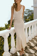 V Neck Sleeveless Knit Maxi Dress with Sequin