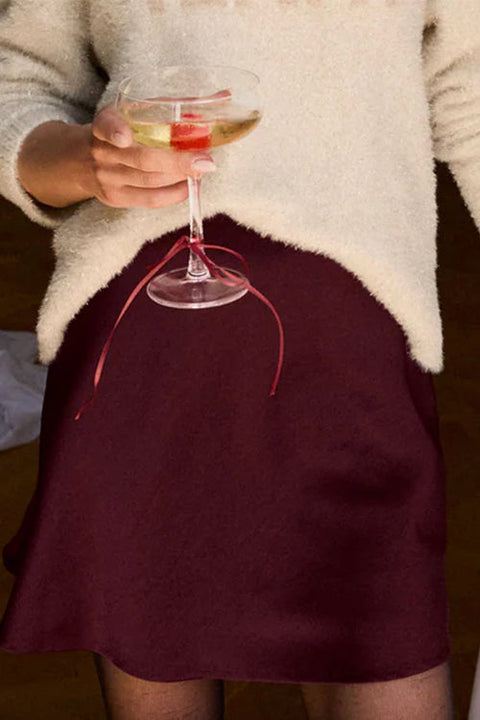 Karleedress High Waist Solid Satin Mini Skirt